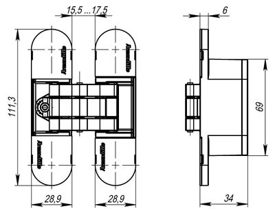 Петля скрытой установки U3D6000 SG (11160UN3D) мат. золото, фото 3