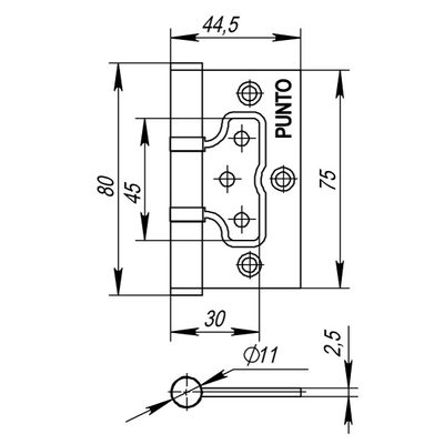 Петля универсальная без врезки IN3200W-HD AB (200-2B/HD 75x2,5) бронза, фото 3