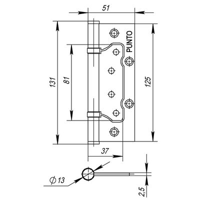 Петля универсальная без врезки IN5200W AB (200-2B 125x2,5) бронза, фото 3