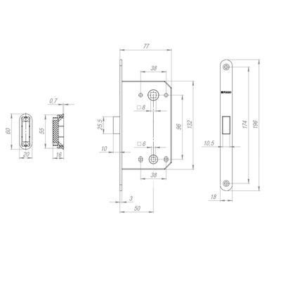 Защелка врезная магнитная MAGNM96WC-50/BL INOX SSG-39 сатин. золото (блистер), фото 3