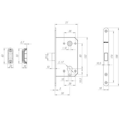 Корпус врезного замка MAGNM85C-50/BL INOX BL-24 черный (блистер), фото 3