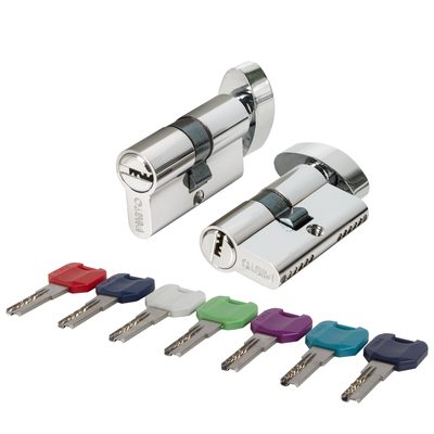 Цилиндровый механизм MaxPro7002Knob52mm(21+10+21) CP хром 7key с вертушкой, фото 1