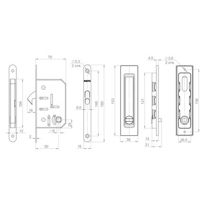 Защелка с ручками для раздвижных дверей SH.SLQ152.011 (Soft LINE SLQ-011) CP хром, фото 3