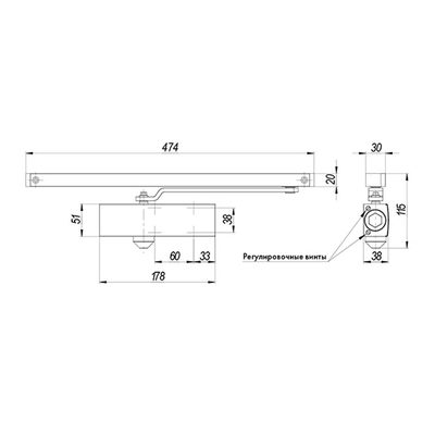 Доводчик дверной со скользящей тягой DCSLIDER45 WH, фото 3