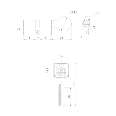 Цилиндровый механизм Z3002Knob100(45+10+45) с вертушкой BL черный, фото 2