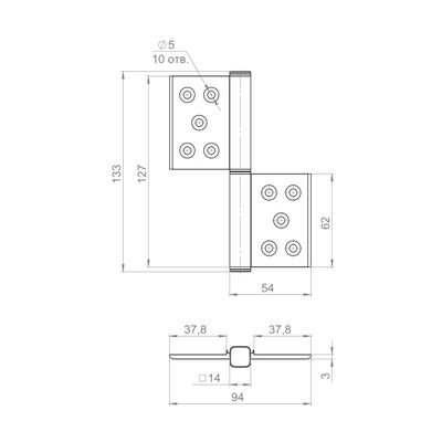 Петля универсальная флажковая FL.5030 BL (127х90х3) черный, фото 3