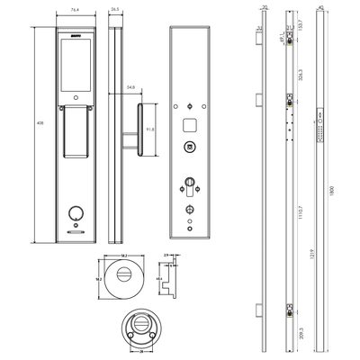 Электронный замок Sanyo D505 UsmartGo DM85 с WiFi, с распознаванием лиц,ручка-скоба 1800 мм, черный, фото 3