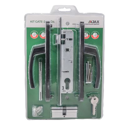 Корпус Ajax цилиндровый в комплекте с ручкой KIT GATE-2085/24 BL черный, фото 2