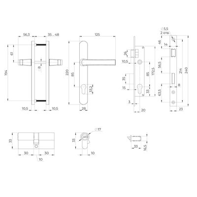 Корпус Ajax цилиндровый в комплекте с ручкой KIT GATE-2085/24 BL черный, фото 3