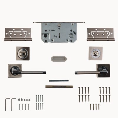 Комплект ручек с защелкой, петлями и поворотниками A/SET POLO JK.LN96.P.W SN-3 мат.никель, фото 2
