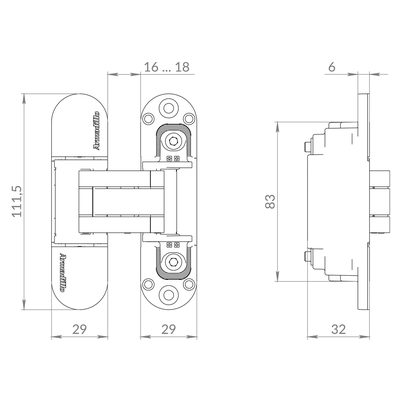 Петля скрытой установки U3D6002.TG FSG флор. золото, фото 3