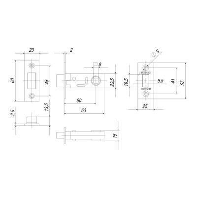 Защелка врезная MAGNM12-50-25 (M12-50-25) GR графит, фото 3