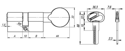 Цилиндровый механизм (D-PRO502/120) D-PRO5002Knob120(55+10+55) CP хром 5Key, фото 3