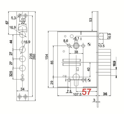 Корпус врезного замка с защёлкой ЗВ4-3/85К /79059/, фото 2