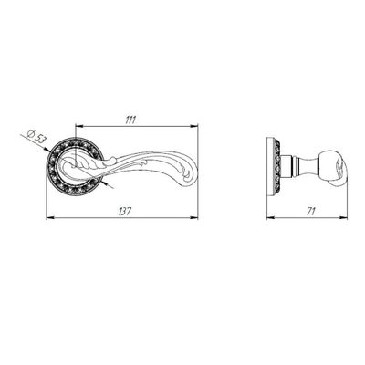 Ручка раздельная R.MT53.PALMIRA (PALMIRA MT) OS-9 античное серебро, фото 3