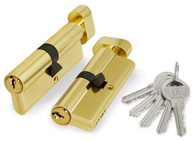 Цилиндровый механизм (100 ZM/60) 1000ZMKnob60(25+10+25) PB латунь 5Key с вертушкой, фото 1