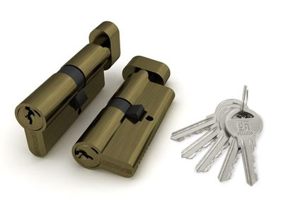 Цилиндровый механизм (100 ZM/70) 1000ZMKnob70(30+10+30) AB бронза 5Key с вертушкой, фото 1