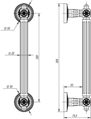 Ручка-скоба PULL.CL250.Matador ( Matador PULL CL) GOLD-24 золото 24К, фото 3