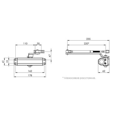 Доводчик дверной SDC2030 BR 40-55 кг (коричневый), фото 3