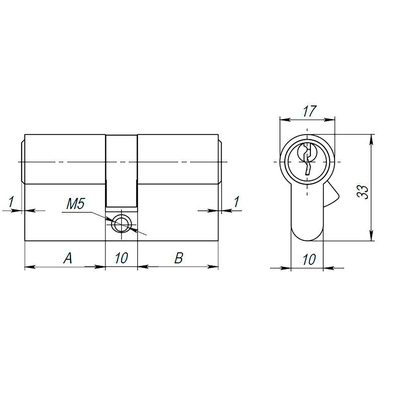 Цилиндровый механизм (AX100/80) AX1000Key80 (35+10+35) CP хром, фото 3