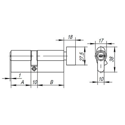 Цилиндровый механизм (AX202/110) AX2002Knob110 (50+10+50) CP хром с вертушкой, фото 3