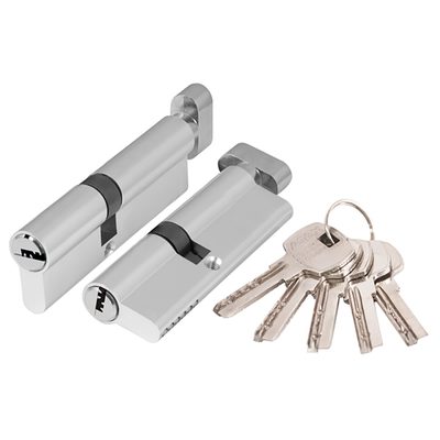 Цилиндровый механизм (AX202/100) AX2002Knob100 (40+10+50) CP хром с вертушкой, фото 1