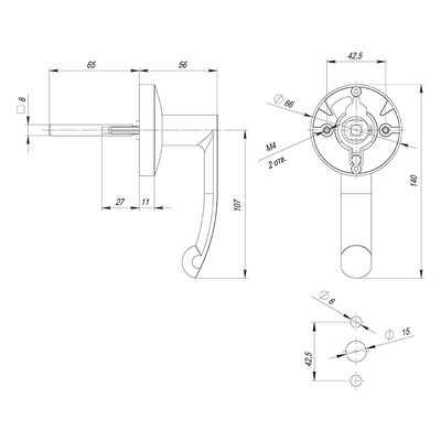 Ручка накладная AP.H-101 (H-101) для 1700B и 1700C с фиксацией ключом, фото 3