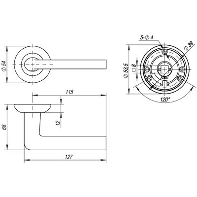 Ручка раздельная R.TL54.REX (REX TL) 105mm SG/GP-4 матовое золото/золото, фото 3
