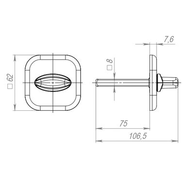 Ручка поворотная BKW8x75.K.XL62 (BKW8x75 XL) SSC-16 сатинированный хром, фото 3