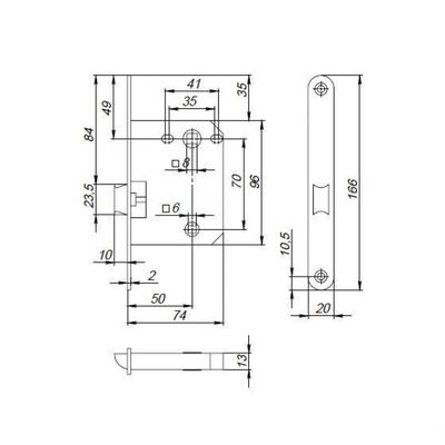 Защелка PLASTPL72-R20 (PL72-R20) (врезная) SN мат. никель тех.упаковка без ответной планки, фото 2