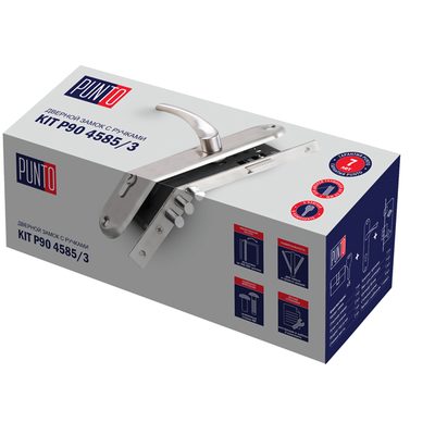 Замок цилиндровый в комплекте с ручкой LOCKSET90.CRONA.4585-3 (KIT P90 4585/3 CRONA) SN мат.никель, фото 2