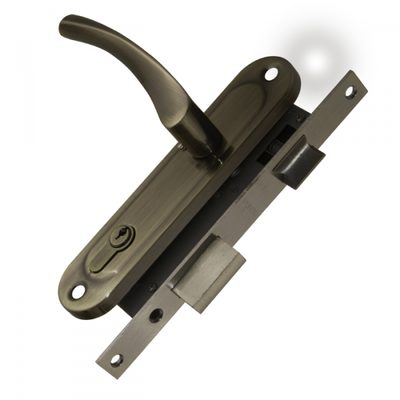 Замок цилиндровый в комплекте с ручкой LOCKSET16.CRONA.4070-1 (KIT P16 4070 CRONA) AB бронза, фото 1