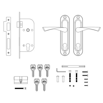 Замок цилиндровый в комплекте с ручкой LOCKSET16.CRONA.4070-1 (KIT P16 4070 CRONA) AB бронза, фото 3