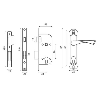 Замок цилиндровый в комплекте с ручкой LOCKSET16.CRONA.4070-1 (KIT P16 4070 CRONA) AB бронза, фото 4
