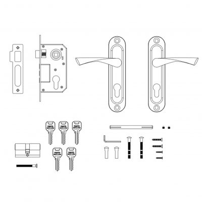 Замок цилиндровый в комплекте с ручкой LOCKSET15.CRONA.4061-3 (KIT P15 4061/3 CRONA) AB бронза, фото 3