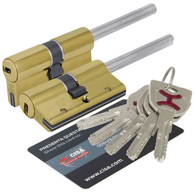 Цилиндровый механизм под вертушку (дл. шток) Cisa AP4S 0P3S7-12.66. (70 мм/35+10+25), ЛАТУНЬ, фото 1